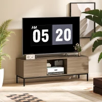 HOMCOM Mobile TV con Scomparto Foro Cavi e Ripiano Regolabile per Televisore da 60 Pollici 140x40x49,5 cm Grigio(m-3)