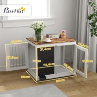 PawHut Cage pour chien cage chien intérieur avec 2 portes tableau noir pour chiens taille moyenne 20 kg 80 x 60 x 70 cm blanc(m-3)
