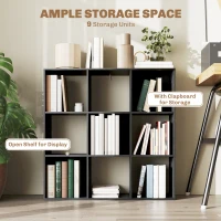 HOMCOM Nine-Cube Storage Shelf - Black(m-4)