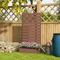 Outsunny Jardinière surélevée avec treillis pour plantes grimpantes bac à fleurs de 64L, composite bois-plastique et aluminium(m-8)