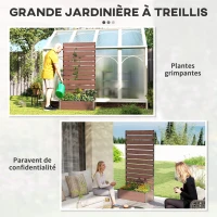 Outsunny Jardinière surélevée avec treillis pour plantes grimpantes bac à fleurs de 64L, composite bois-plastique et aluminium(m-6)