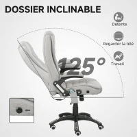 Vinsetto Fauteuil de bureau massant et chauffant chaise de bureau avec hauteur réglable dossier inclinable et télécommande gris(m-7)
