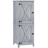 Outsunny Abri de jardin en bois, armoire de jardin avec étagères détachables, portes verrouillables, 60 x 60 x 160 cm, gris clair(m-11)