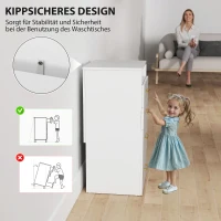 HOMCOM 3-in-1-Schminktisch mit Spiegel, Nachttisch, Rollhocker, Schubladen, Weiß(m-7)