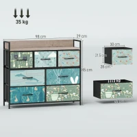 HOMCOM 7-Drawer Chest of Drawers - Blue(m-3)