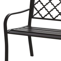 Outsunny Banc 3 Places de Jardin terrasse Style Rural Chic 128L x 60l x 89H cm métal époxy anticorrosion Fonte Brun(m-9)