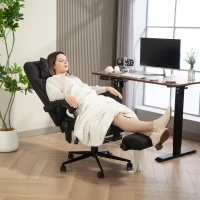 Vinsetto Office Chair with 6-point Vibration Massage and Heat, Computer Chair with Adjustable Height, Head Pillow, Footrest for Home, Black(m-2)