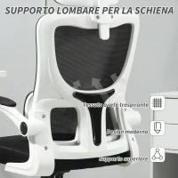 Vinsetto Sedia da Ufficio Regolabile e Reclinabile con Poggiatesta Rimovibile, in Tessuto a Rete, 60x59x114-122 cm, Nero(m-6)
