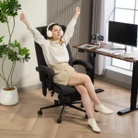 Vinsetto Office Chair with 6-point Vibration Massage and Heat, Computer Chair with Adjustable Height, Head Pillow, Footrest for Home, Black(m-8)