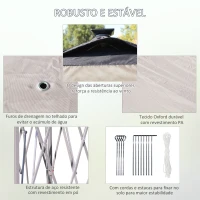 Outsunny Tenda Dobrável Exterior 3,3x3,3x2,9 m com Luzes LED e Controle Remoto 4 Mosquiteiras Removíveis e Bolsa de Transporte Bege(m-7)