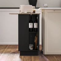 HOMCOM Ilha de Cozinha Móvel Auxiliar de Cozinha com 2 Prateleiras Abertas 2 Portas Estilo Moderno 105x60x82 cm Preto e Carvalho(m-9)