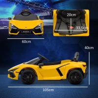 AIYAPLAY Coche eléctrico 12V con licencia Lamborghini vehículo eléctrico control remoto velocidad 3-5 km/h 3-5 años amarillo(m-3)