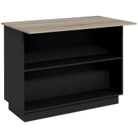 HOMCOM Isla de Cocina Mueble buffet auxiliar con 2 Estantes Abiertos 2 Puertas y Estantes Ajustables 105x60x82 cm Negro y Roble(m-1)