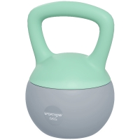 SPORTNOW Kettlebell 6 kg Kettlebell gefüllt mit Metallsand und rutschfestem Griff für Training zu Hause 19x19x28 cm Grün und Grau