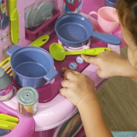 AIYAPLAY Cucina Giocattolo per Bambini 3-6 Anni con 38 Accessori e Suoni Realistici, in PP e ABS, 51x21x60 cm, Rosa(m-8)