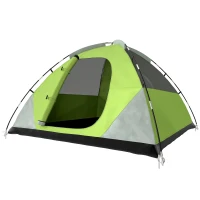 Outsunny Tenda da Campeggio 3 Posti a Cupola, Impermeabile e Anti UV, 300x300x180 cm, Giallo e Grigio(m-10)
