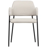 HOMCOM Esszimmerstühle, 2er-Set, bequem, Leinenoptik, Metallrahmen, bis 120 kg, Beige(m-10)