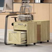 Vinsetto Bloco de Gavetas para Escritório com 2 Gavetas Rodas Móvel para Arquivos com Fechadura e Suporte para Pastas Suspensas 41x42x56 cm Madeira(m-4)
