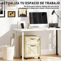 Vinsetto Cajonera de Oficina con 2 Cajones Cajonera con Ruedas con Cerradura Carpetas Colgantes para Tamaño A4 41x42x56cm Natural(m-7)