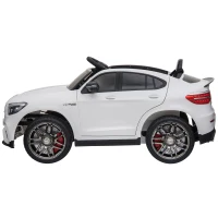 HOMCOM Kinderfahrzeug 12V Mercedes-Benz AMG GLC63S COUPE lizenzierter Elektroauto mit Fernbedienung Sicherheitsgurt  2 x 35W Motoren MP337-60 Monate Weiß 115 x 70 x 55 cm(m-22)