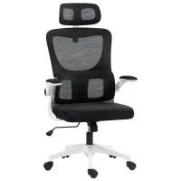 Vinsetto Sedia da Ufficio Regolabile e Reclinabile con Poggiatesta Rimovibile, in Tessuto a Rete, 60x59x114-122 cm, Nero(m-10)