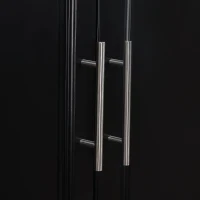 HOMCOM Isla de Cocina con Ruedas Tablero de Acero Inoxidable Cajones Estantes Ajustables Especiero Toallero 145x45x93 cm Negro(m-8)