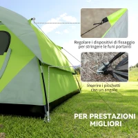 Outsunny Tenda da Campeggio 3 Posti a Cupola, Impermeabile e Anti UV, 300x300x180 cm, Giallo e Grigio(m-7)