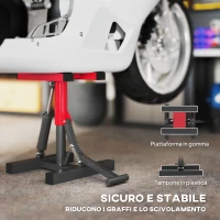 HOMCOM Cavalletto Alzamoto in Acciaio Capacità 150kg, Altezza Regolabile e Piano Antiscivolo, Rosso(m-7)