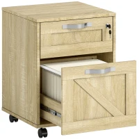Vinsetto Bloco de Gavetas para Escritório com 2 Gavetas Rodas Móvel para Arquivos com Fechadura e Suporte para Pastas Suspensas 41x42x56 cm Madeira(m-1)