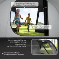 Outsunny Tenda da Campeggio 3 Posti con 2 Stanze Interne con Finestre e Coperture, 475x264x172 cm, Nero(m-6)