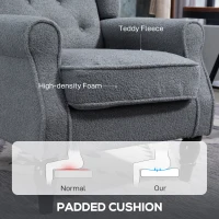 HOMCOM Wingback Accent Chair, Retro Upholstered Button Tufted Occasional Chair for Living Room and Bedroom, Grey(m-5)