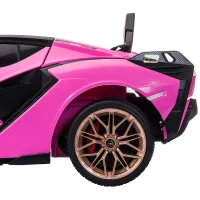 HOMCOM Kinder-Elektroauto, Lamborghini, 3-5 km/h, Fernsteuerung, für 3-5 Jahre, Rosa(m-13)