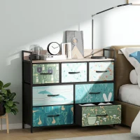 HOMCOM 7-Drawer Chest of Drawers - Blue(m-2)