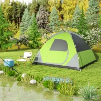 Outsunny Tenda da Campeggio 3 Posti a Cupola, Impermeabile e Anti UV, 300x300x180 cm, Giallo e Grigio(m-9)