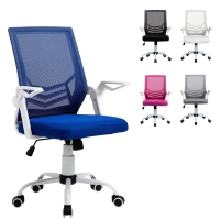 Vinsetto Silla de Oficina Ergonómica Silla Escritorio Giratoria con Altura Ajustable Reposabrazos Abatible 62,5x55x94-104cm Azul