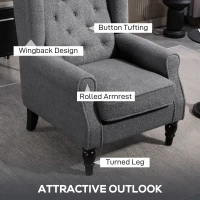 HOMCOM Teddy Fleece Retro Wingback Chair - Grey(m-4)