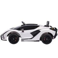 HOMCOM Kinderfahrzeug 12V 2 Fahrmodi Lamborghini SIAN SUV-Auto-Spielzeug Elektroauto mit Fernbedienung Musik(MP3/USB) Licht 37-60 Monate Metall Weiß 108 x 62 x 40 cm(m-15)