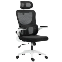 Vinsetto Chaise de Bureau Réglable et Inclinable avec Appuie-tête Amovible, en Tissu en Maille, 60x59x114-122 cm, Noir(m-6)