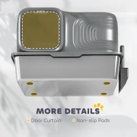 PawHut 65L Extra Large Stainless Steel Litter Tray with Plasma Deodoriser System, High Sided, Easy to Clean & Odour-Resistant(m-9)