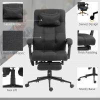 Vinsetto Office Chair with 6-point Vibration Massage and Heat, Computer Chair with Adjustable Height, Head Pillow, Footrest for Home, Black(m-7)