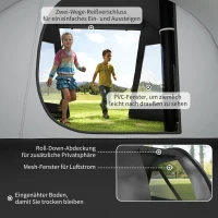 Outsunny Campingzelt Trekkingzelt Zelt, wetterbeständig, 2 Räume,  475 x 264  cm Breite x 172, Schwarz(m-6)