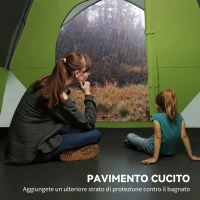 Outsunny Tenda da Campeggio 3 Posti a Cupola, Impermeabile e Anti UV, 300x300x180 cm, Giallo e Grigio(m-5)