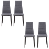 HOMCOM Lot de 4 chaises de salle à manger chaises de cuisine avec dossier haut pieds en métal et tissu en lin 41x50x97cm gris