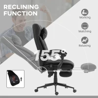 Vinsetto Office Chair with 6-point Vibration Massage and Heat, Computer Chair with Adjustable Height, Head Pillow, Footrest for Home, Black(m-6)