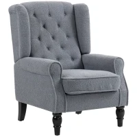 HOMCOM Wingback Accent Chair, Retro Upholstered Button Tufted Occasional Chair for Living Room and Bedroom, Grey(m-11)