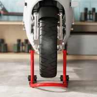 HOMCOM Set de soporte para motocicletas delantero/trasero elevador para motocicletas hasta 544 kg acero Rojo(m-4)