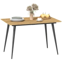HOMCOM Table à manger pliante table extensible 120-160 cm jusqu'à 6 à 8 personnes avec pieds en acier, naturel(m-1)