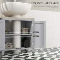 kleankin Mueble para Debajo del Lavabo Armario Bajo con 2 Puertas y Estante Ajustable Estilo Moderno 60x30x60 cm Gris(m-5)