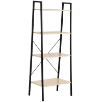 HOMCOM Ladder Shelf, Bookshelf, 4-Tier Industrial Storage Rack for Living Room, Bedroom, Kitchen, Oak and Black