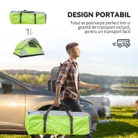 Outsunny Cort de Camping pentru 3-4 Persoane, Cort Impermeabil și Rezistent la UV, 3x3x1.8m, Galben și Gri(m-6)